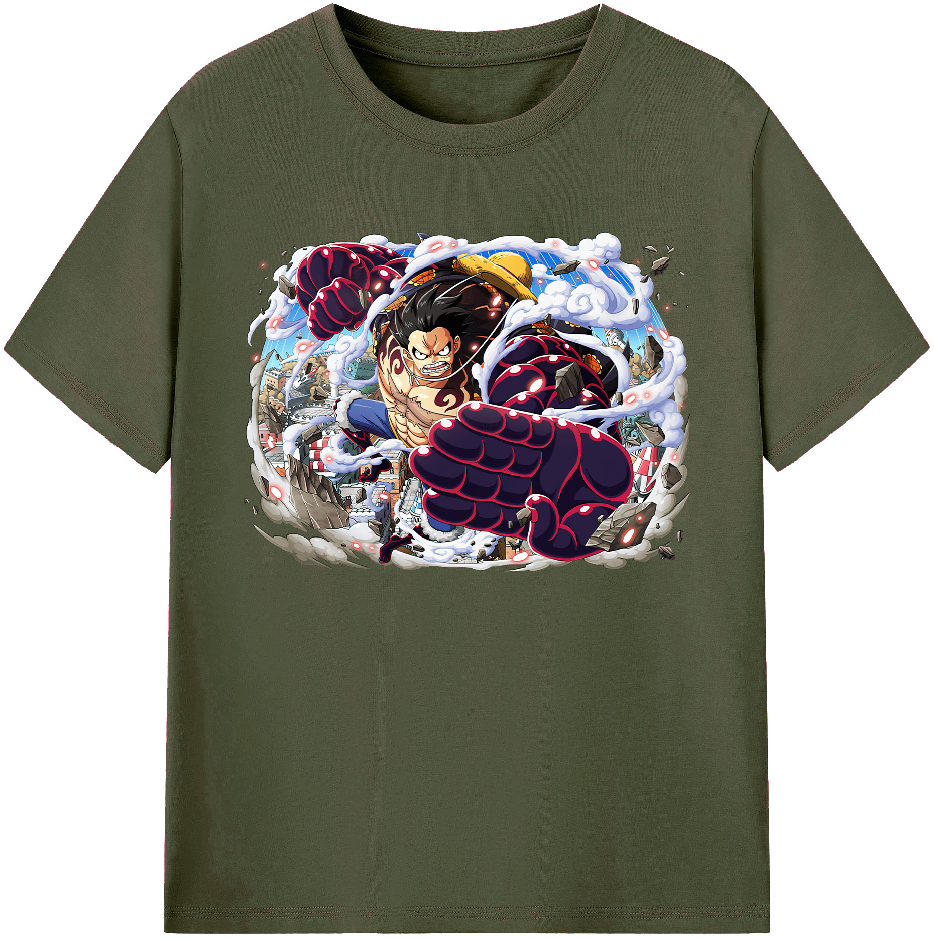 ワンピース モンキー・D・ルフィ ONE PIECE Monkey D. Luffy 綿100％ メンズ半袖Tシャツ｜肌触りやわらか＆通気性